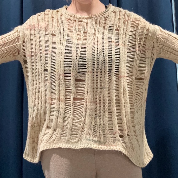 Zara Multicolor Distressed Knit Sweater - Picture 4 of 7